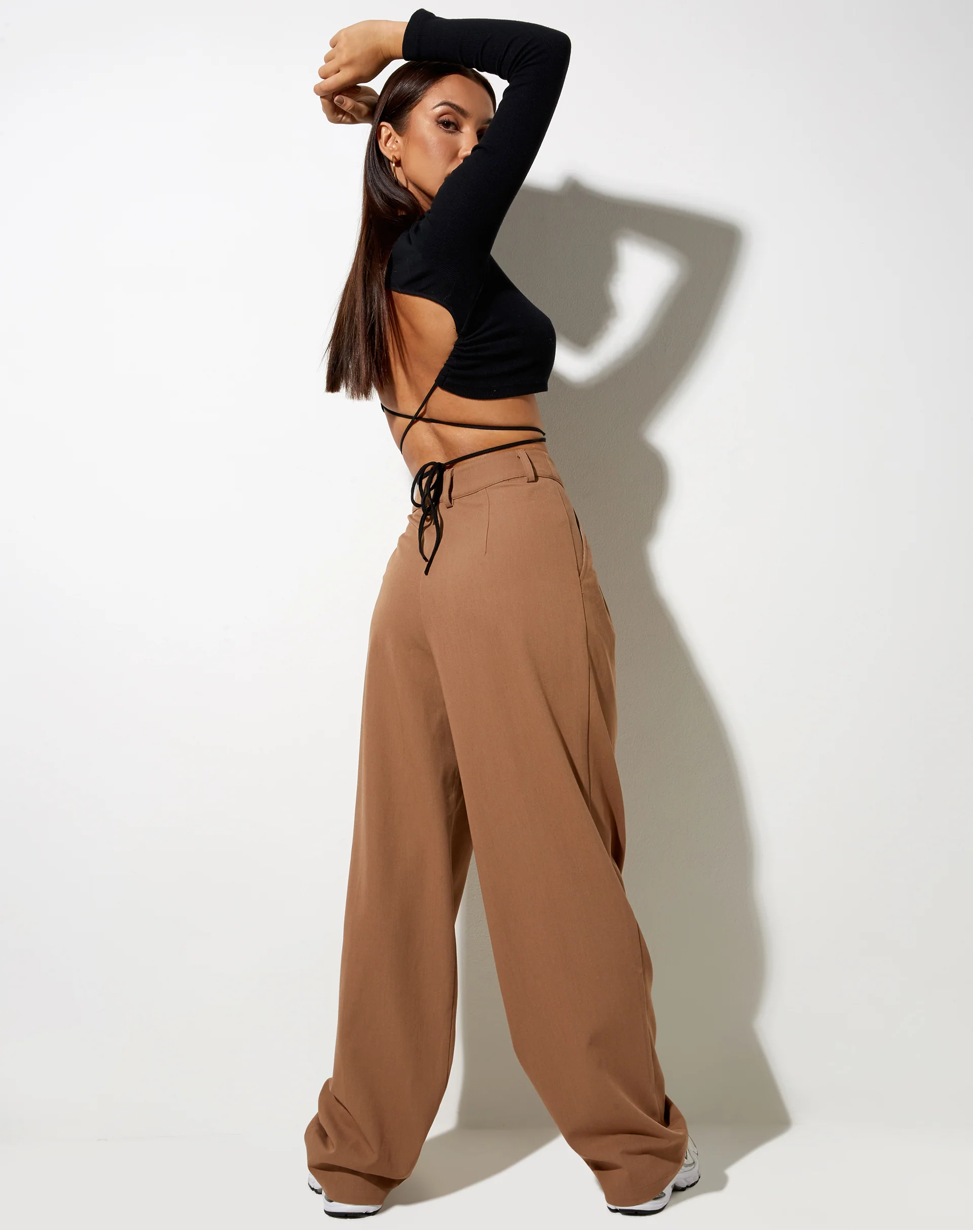 Misha Wide Leg Trouser in Tailoring Putty - Image 2
