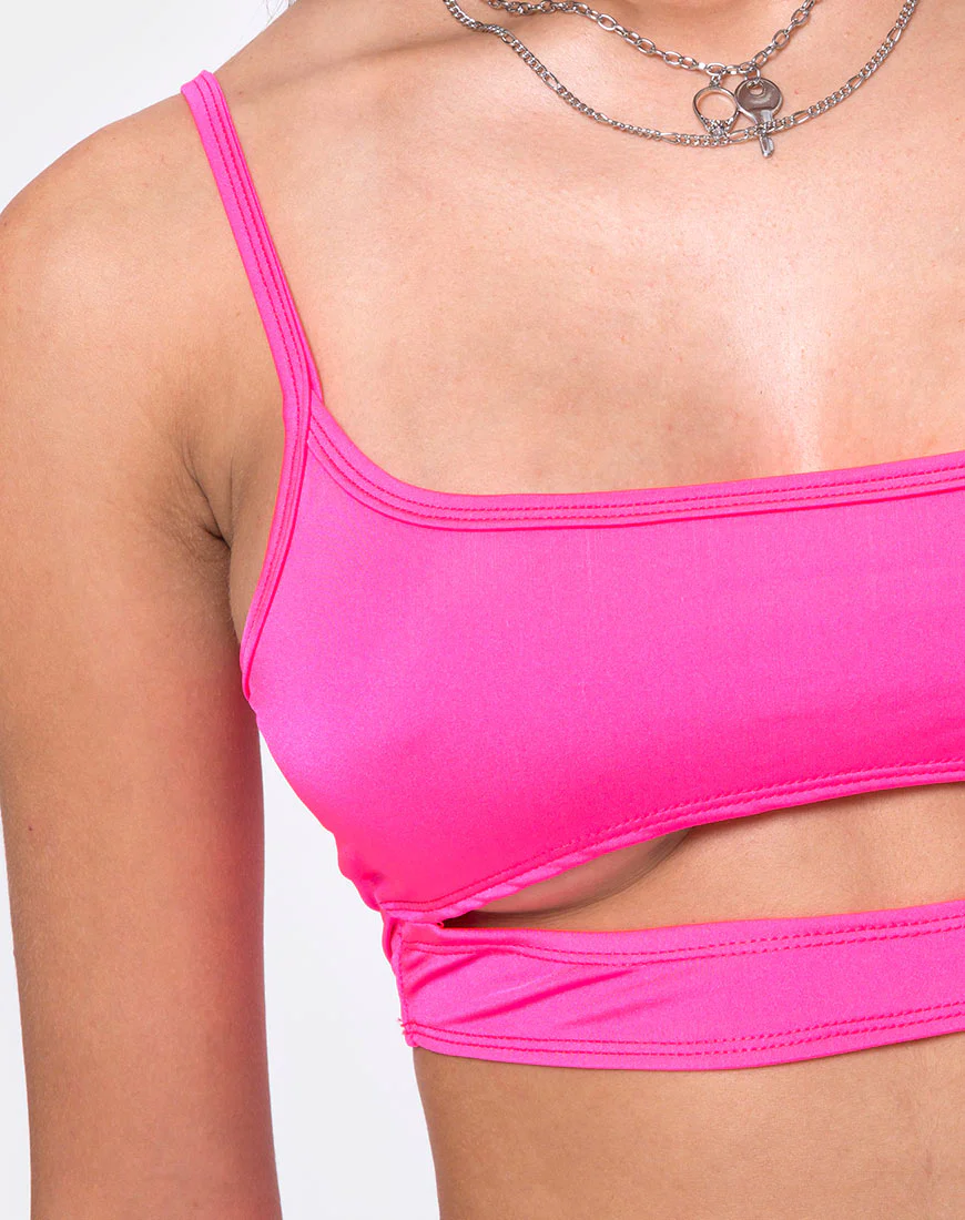 Misho Crop Top in Nylon Pink - Image 5