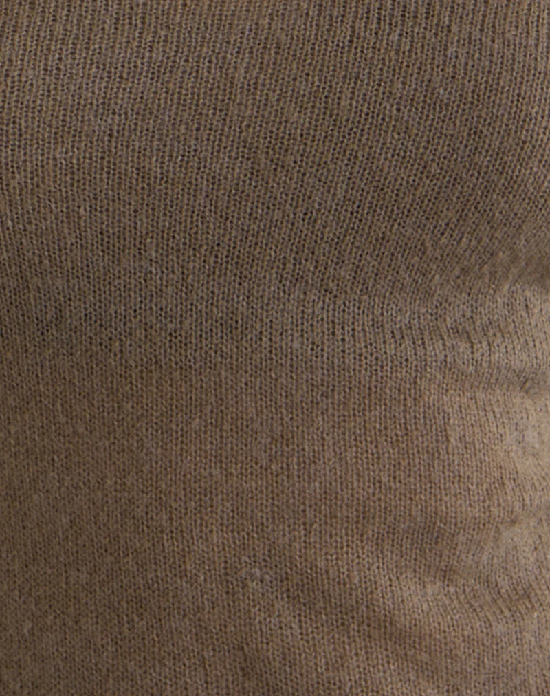 Misora Long Sleeve Top in Sheer Knit Taupe - Image 6