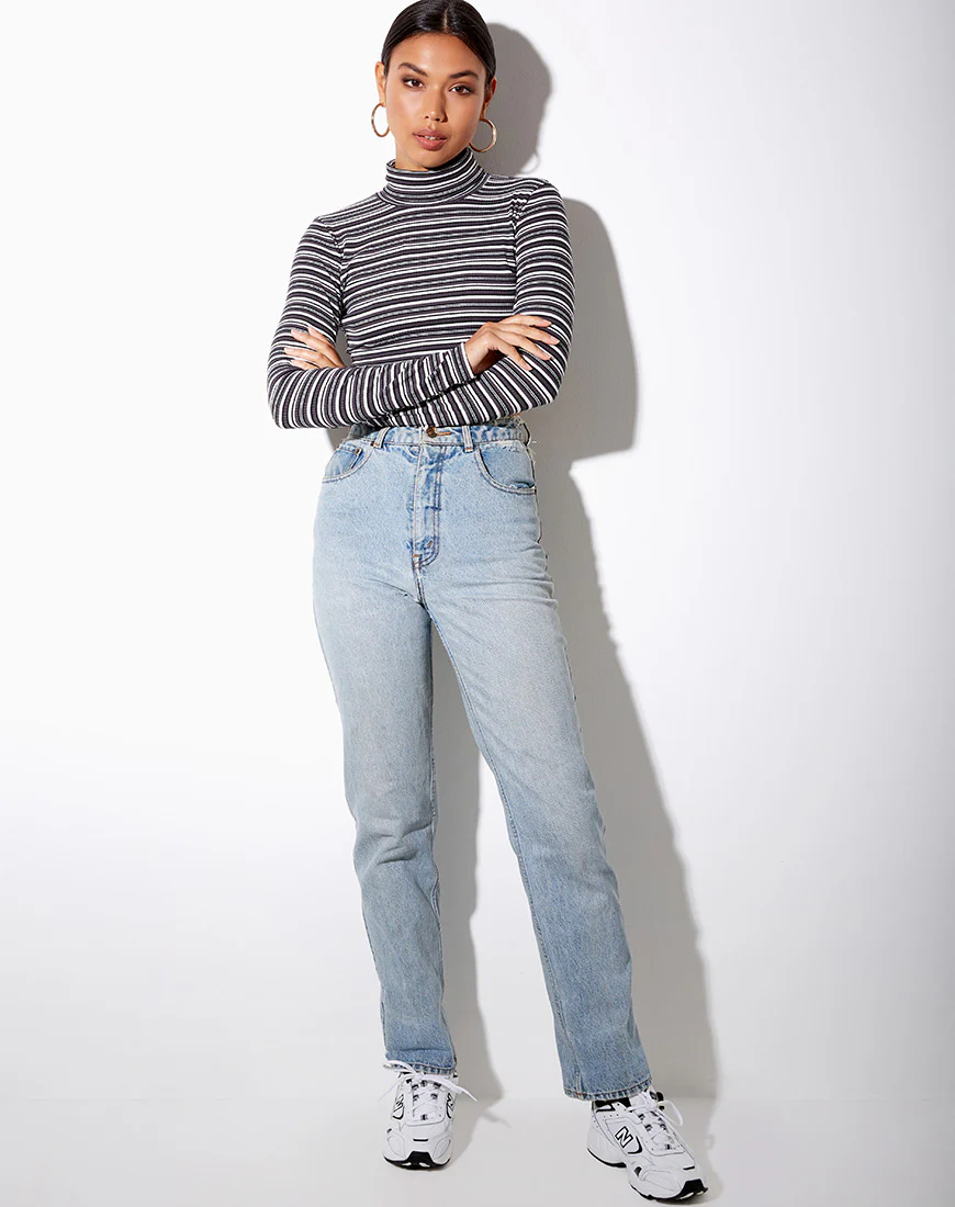 Moeena Crop Top in Black Grey and White - Image 3
