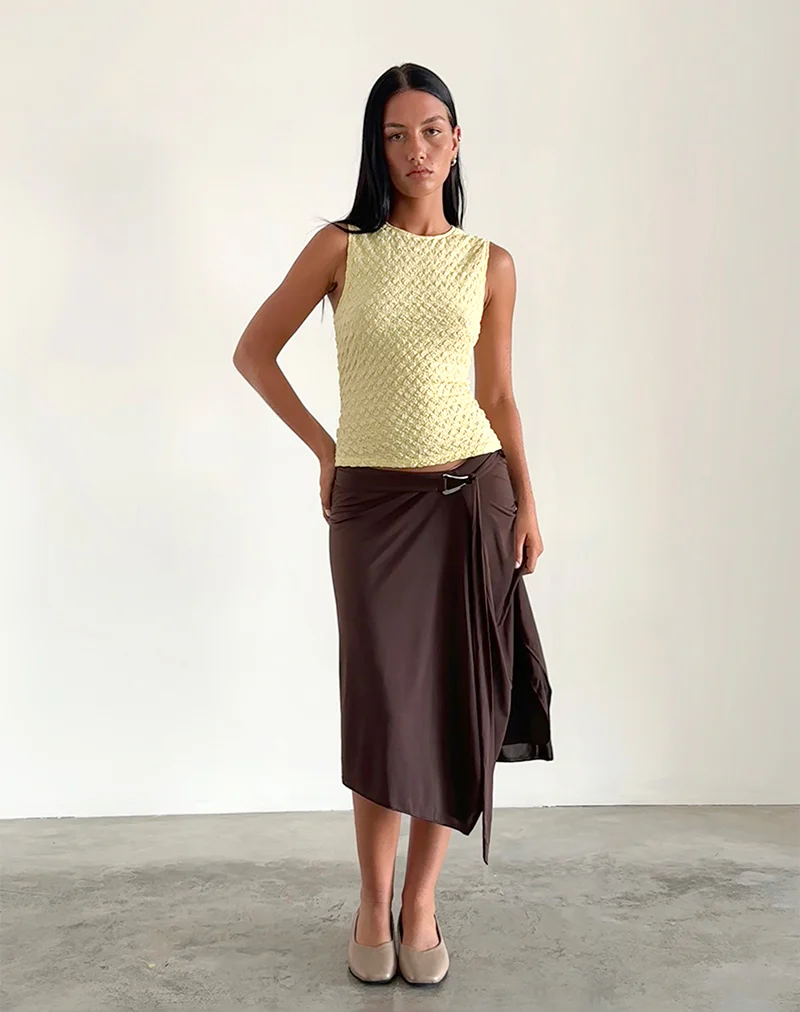 Mohala Top in Bubble Knit Soft Yellow - Image 2