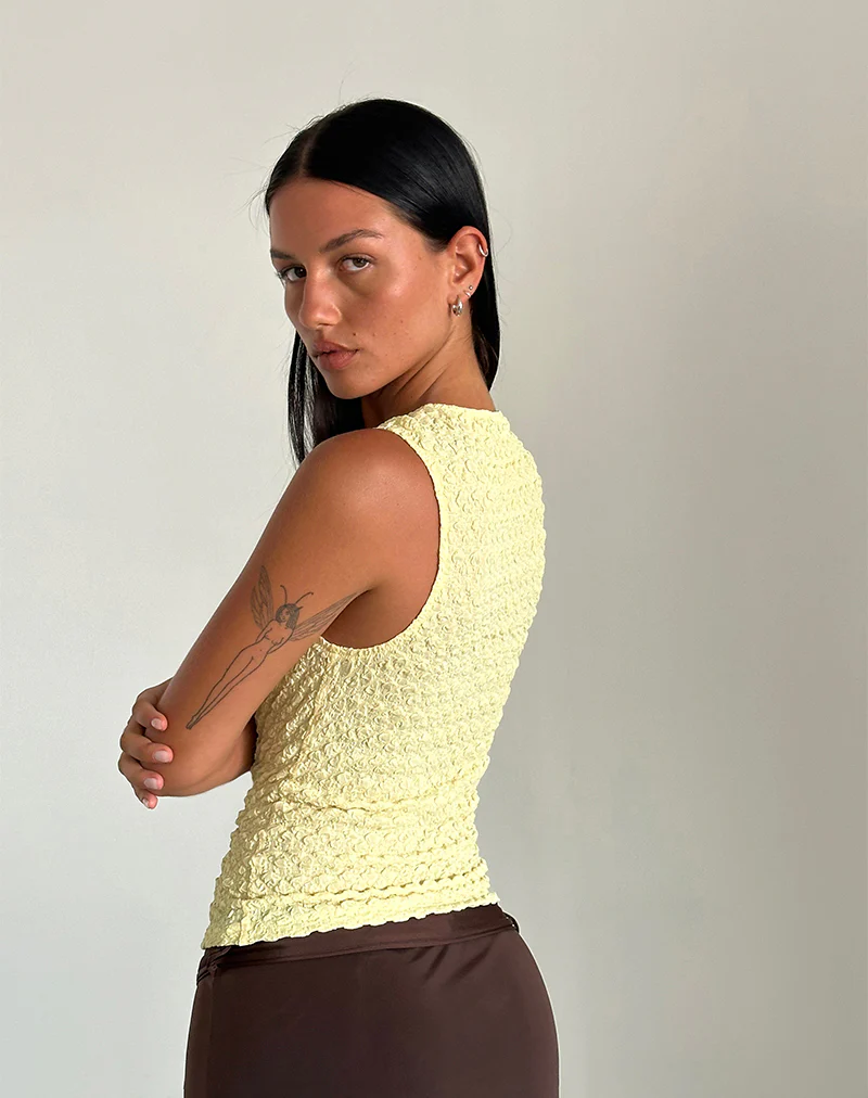 Mohala Top in Bubble Knit Soft Yellow - Image 4