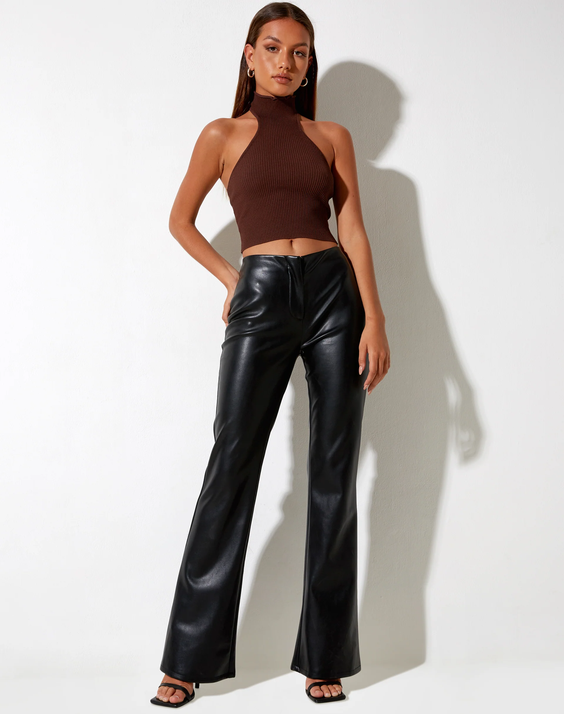 Moila Crop Top in Knit Chocolate - Image 3