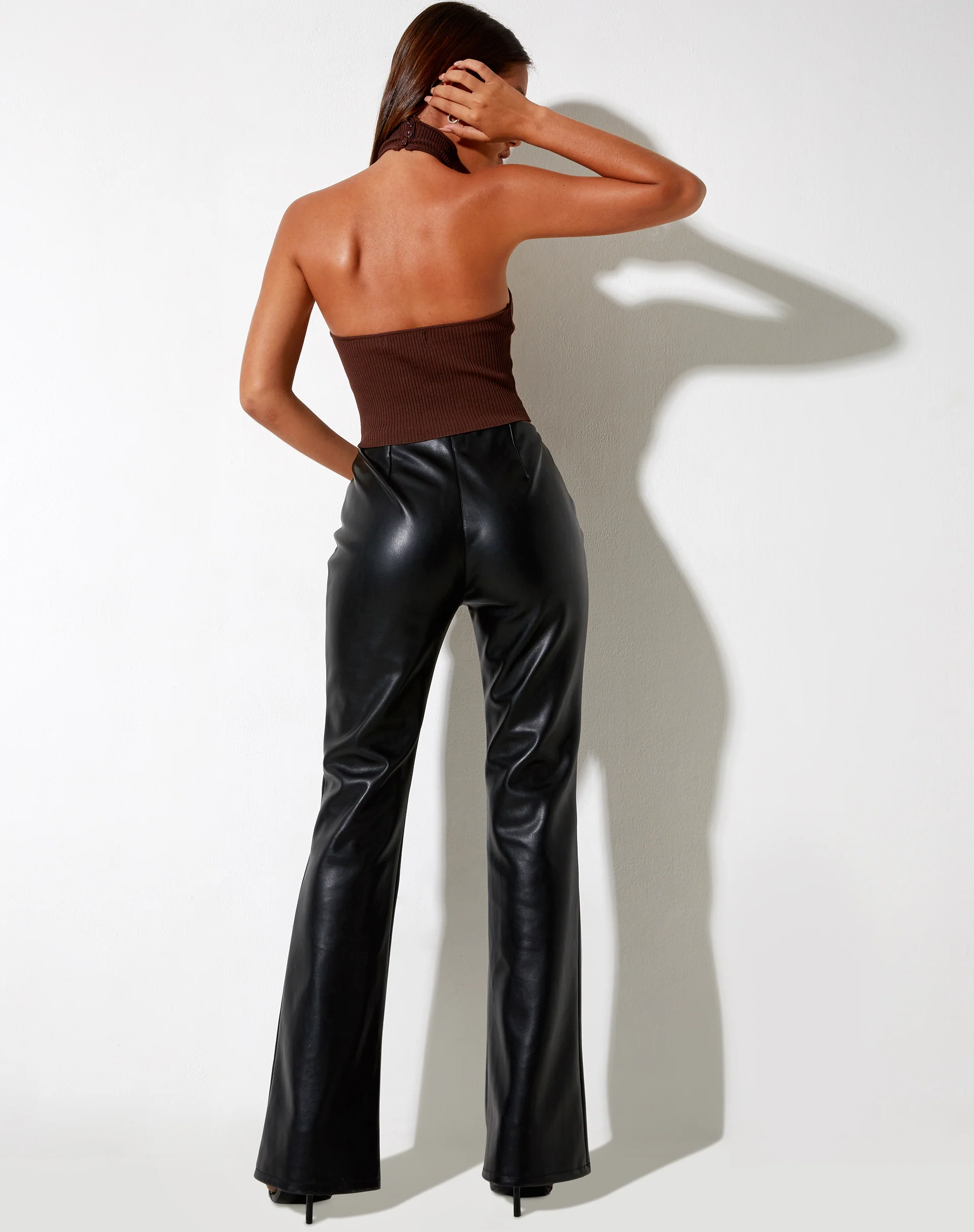 Moila Crop Top in Knit Chocolate - Image 4