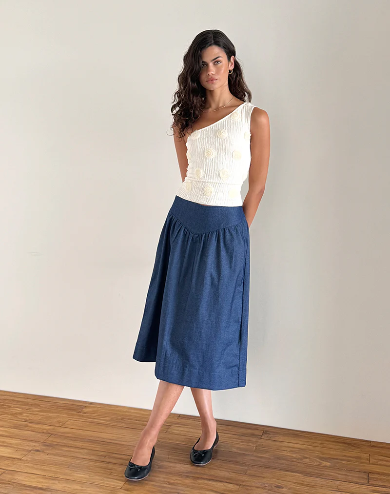 Moira One Shoulder Top in Textured Rose Ivory - Image 3