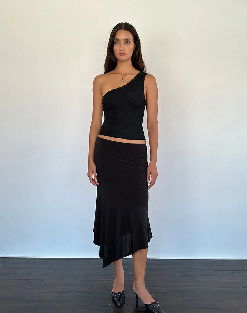 Moira One Shoulder Lace Top in Black - Image 3