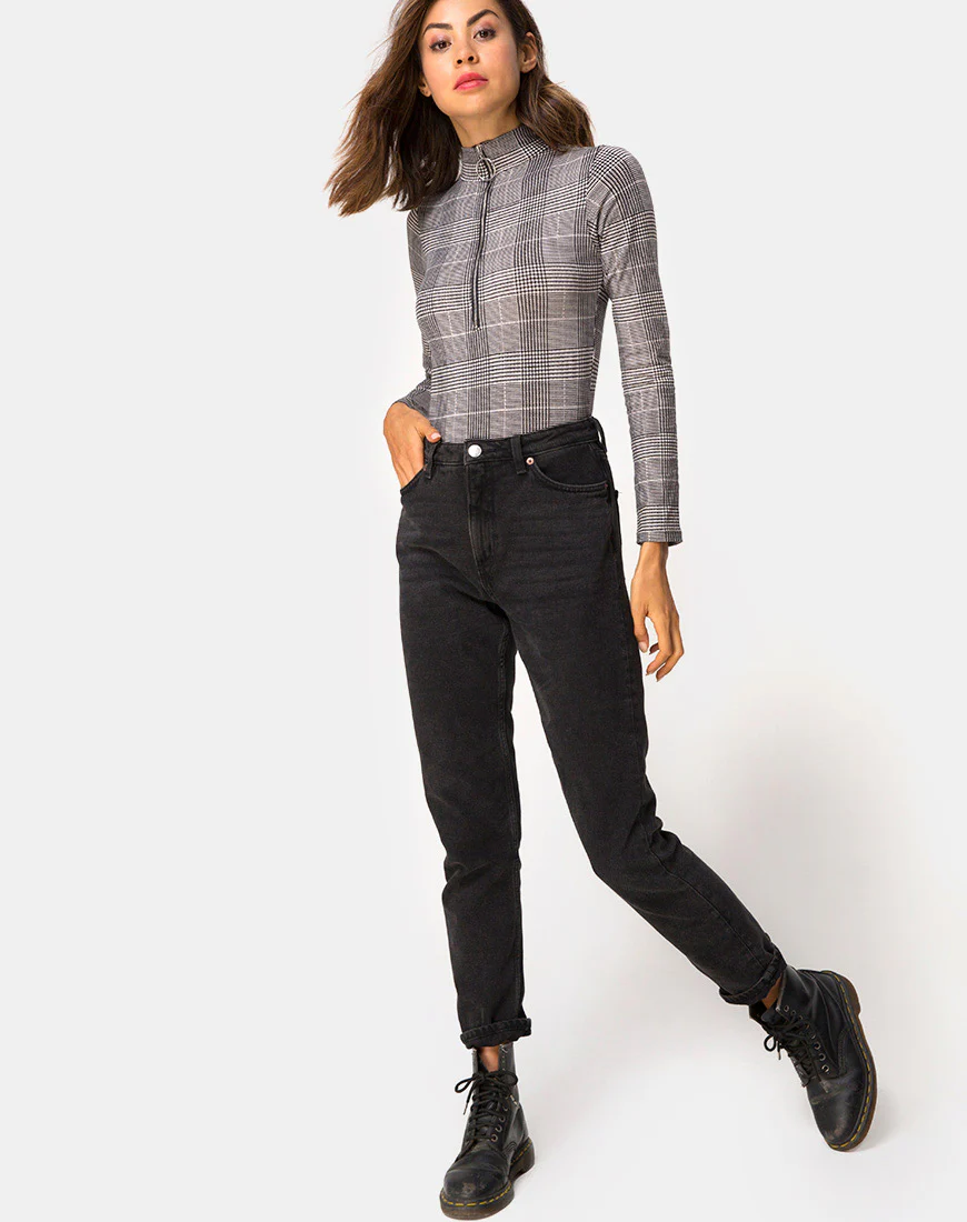 Molaka High Neck Bodice in Charles Check Grey - Image 3