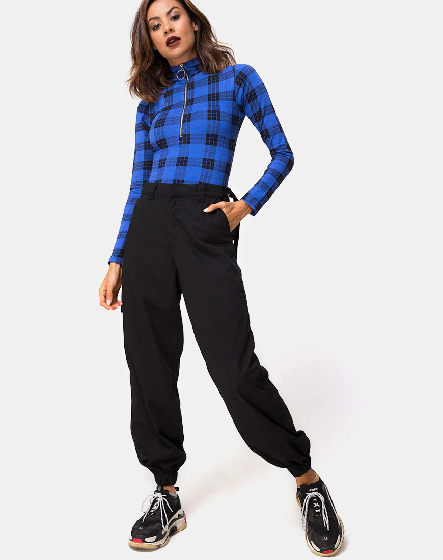 Molaka Highneck Bodice in Tartan Blue - Image 3