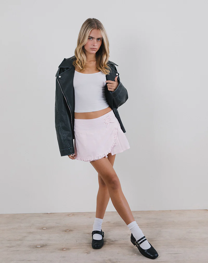 Monana Wrap Micro Skirt in Light Pink - Image 4
