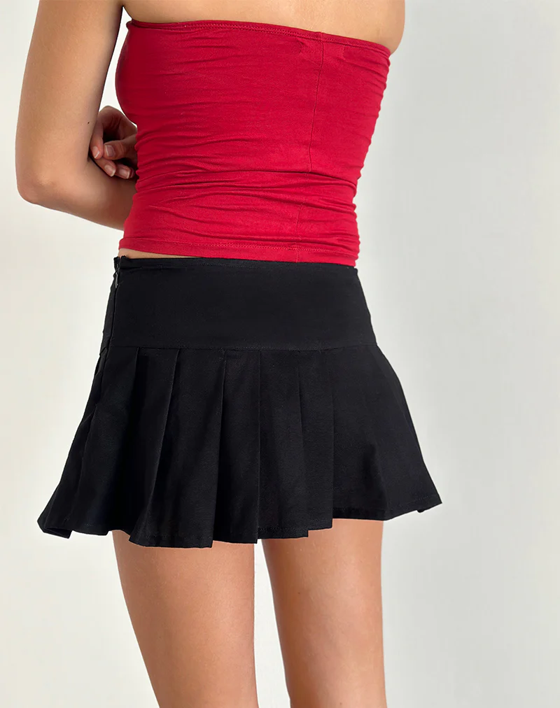 Monana Wrap Micro Skirt in Plain Black - Image 4