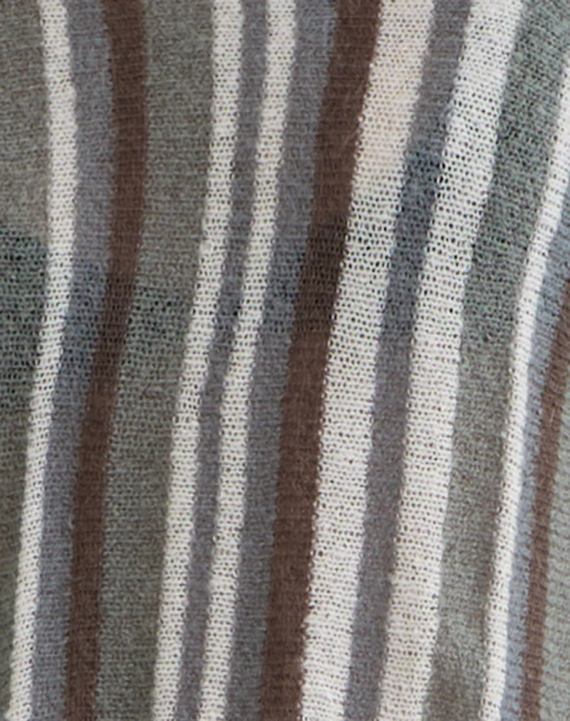 Monara Off Shoulder Knit Top in Big Stripe Grey - Image 6