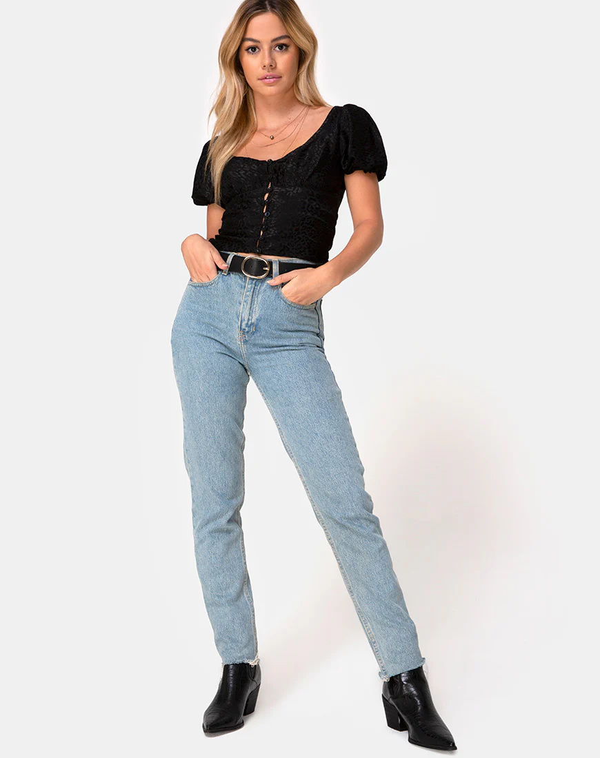 Monda Top in Satin Cheetah Black - Image 3