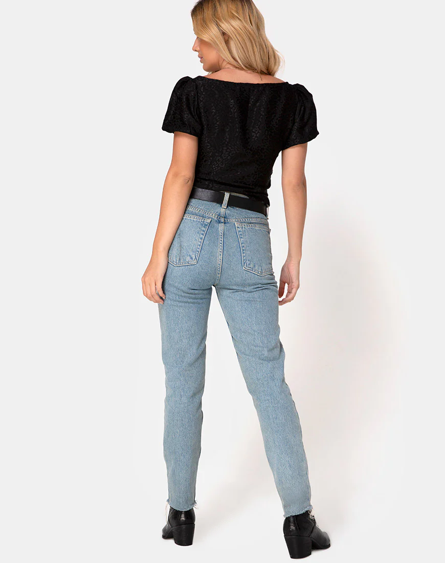 Monda Top in Satin Cheetah Black - Image 4