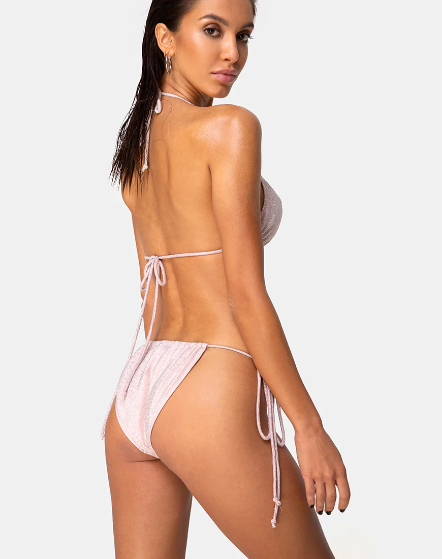 Mone Bikini Top in Glitter Pink - Image 2