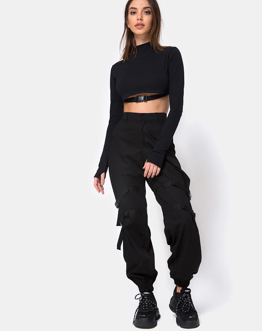 Monec Crop Top in Black Buckle - Image 4