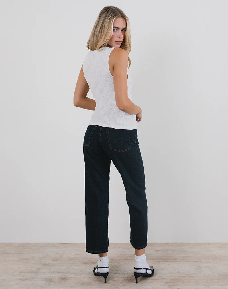 Monelo Vest Top in Textured Mesh White - Image 5