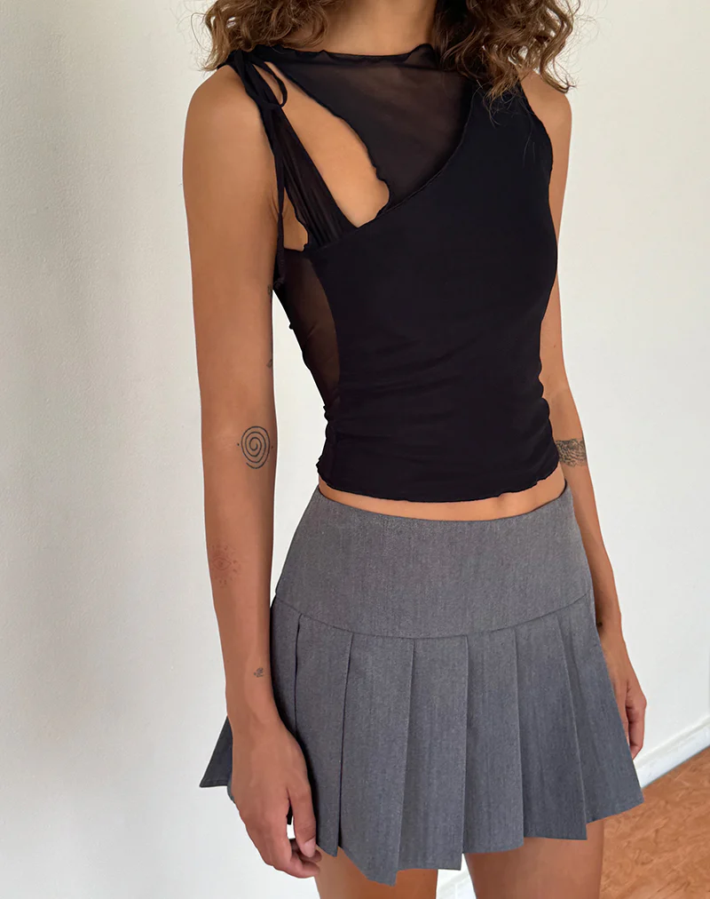 Moni Tie Tank Top in Mesh Black - Image 3