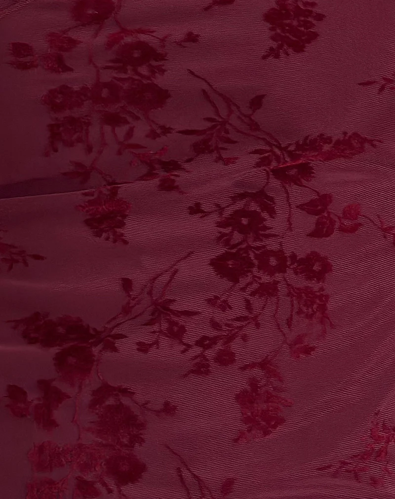 Moni Vest Top in Botanical Flower Maroon - Image 5