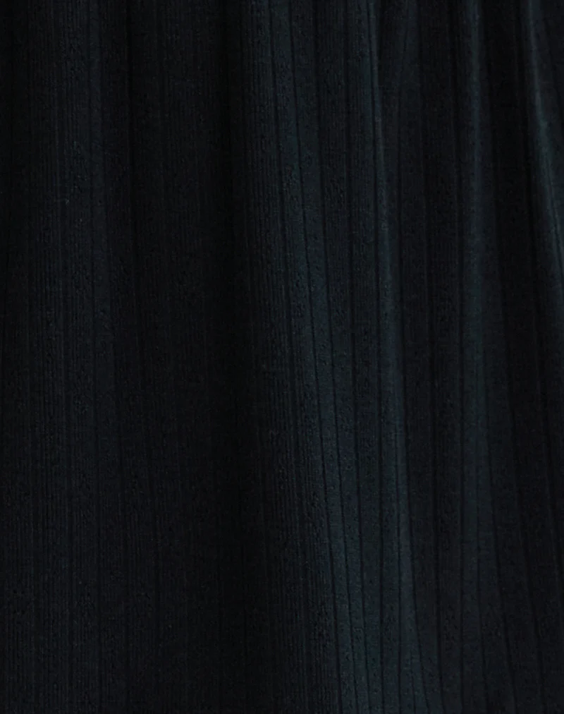 Monia Plunge Top in Pointelle Black - Image 7