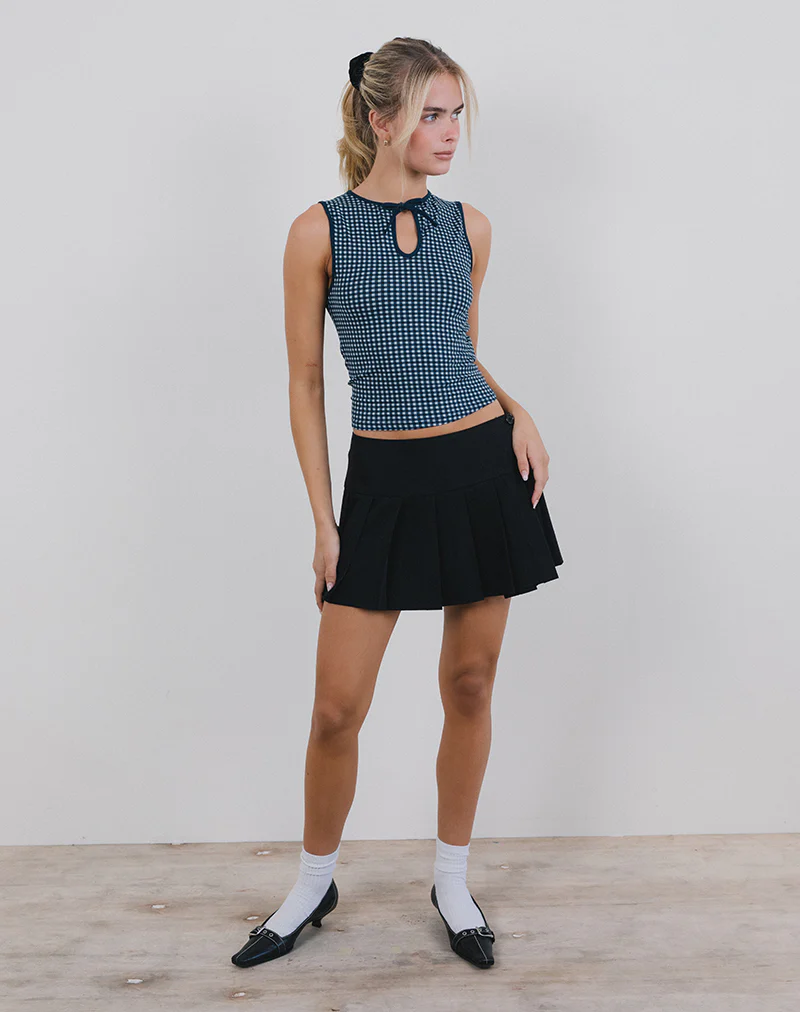 Monsela Top in Mini Gingham Dark Blue - Image 4