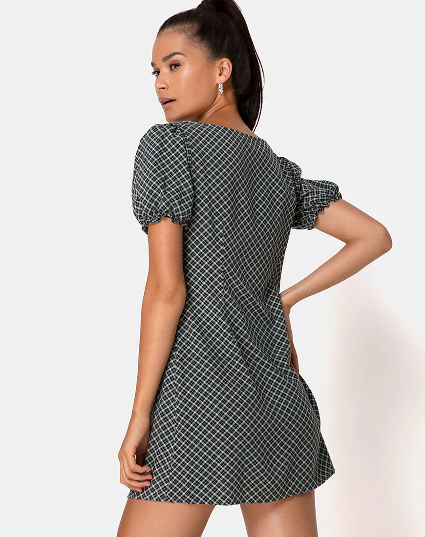 Montero Mini Dress in Check it Out Green - Image 2