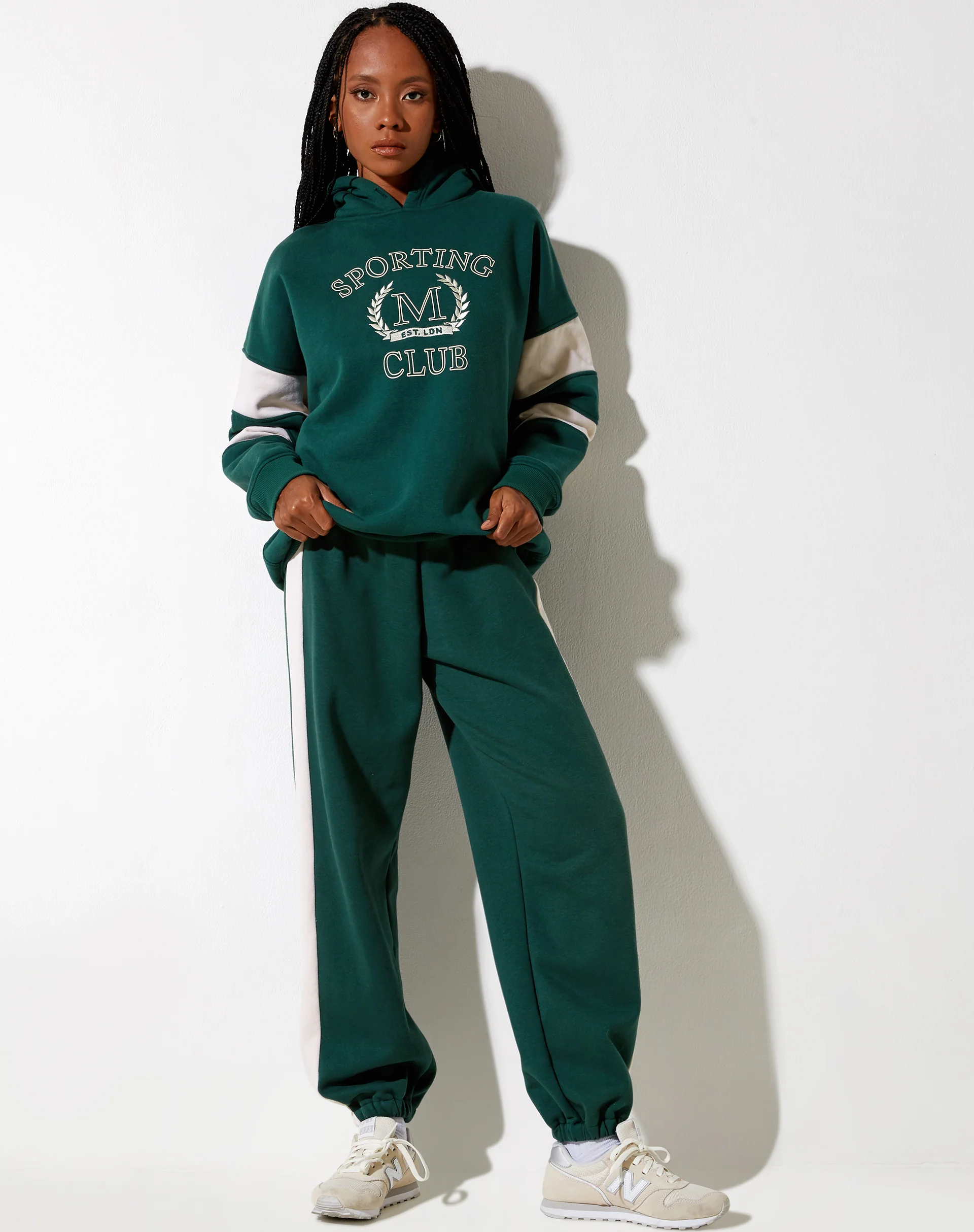 Mora Hoodie in Forest Green and Winter White Sporting Club Mix Embro - Image 2