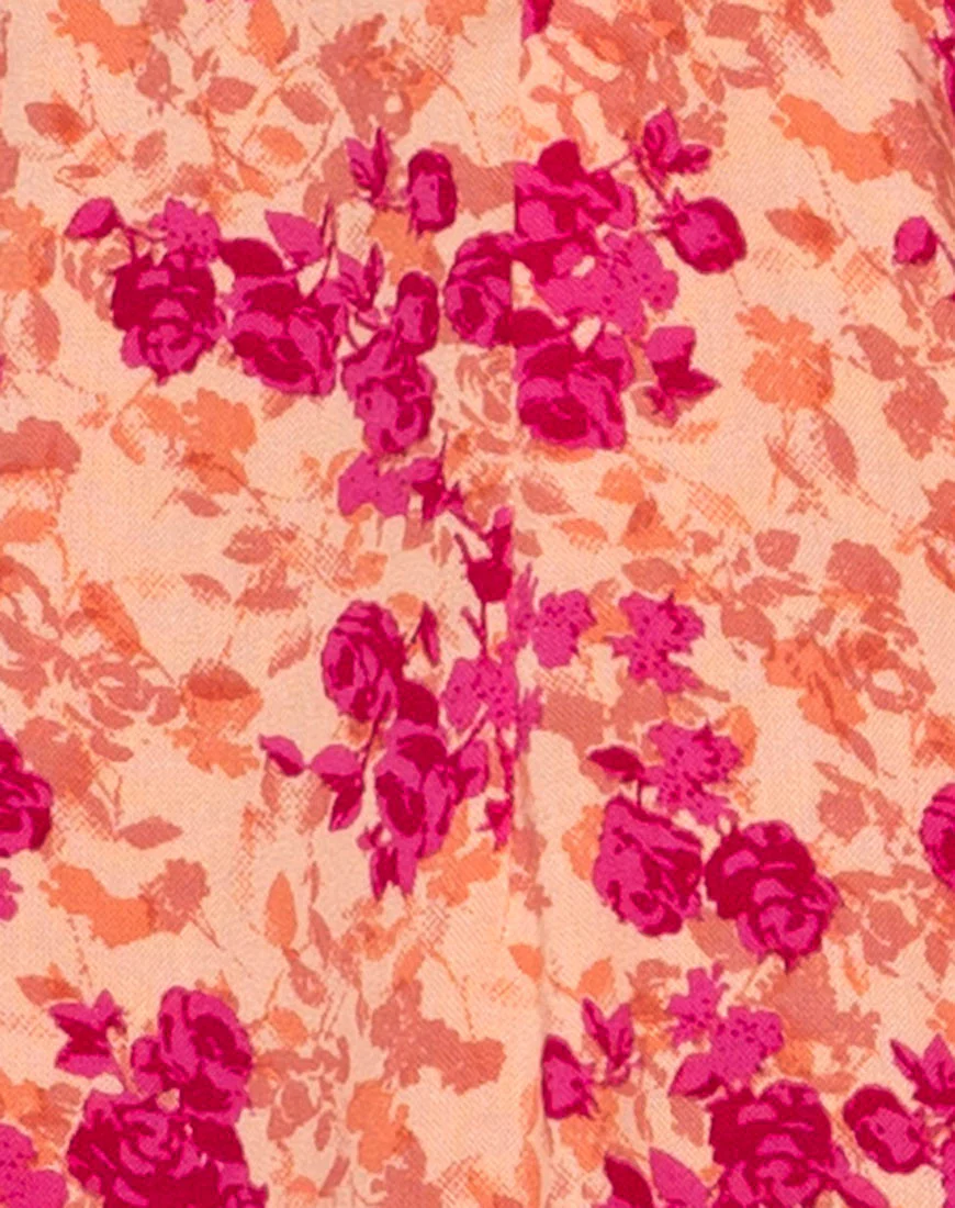 Mora Playsuit in Dark Wild Flower Cantaloupe - Image 5