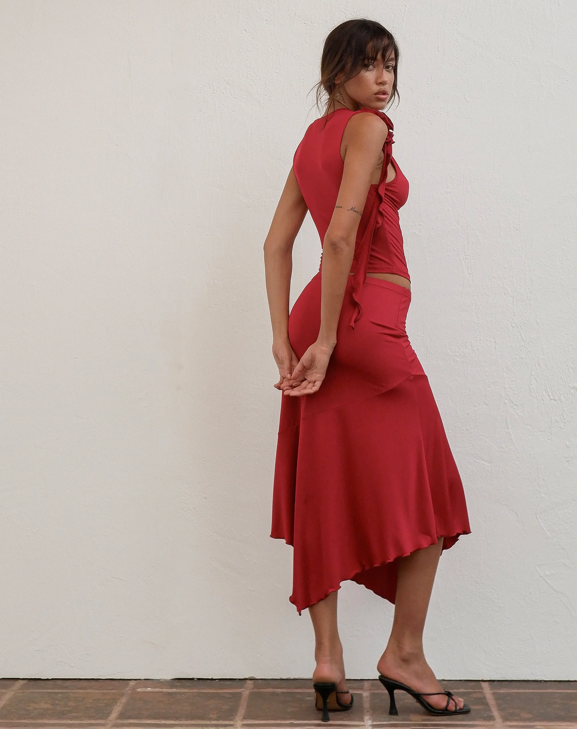 Morena Rosette Top in Red - Image 4