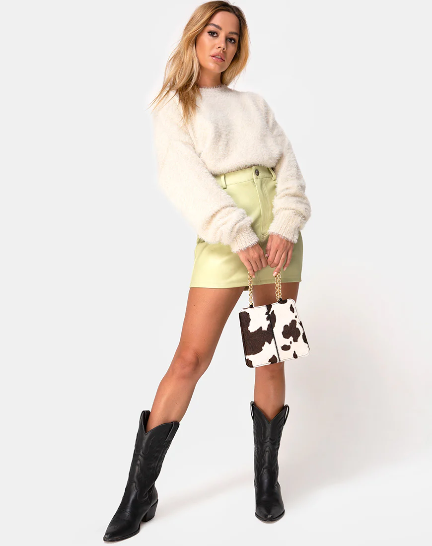 Mori Skirt in PU Light Green - Image 4