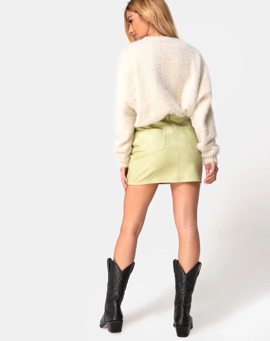 Mori Skirt in PU Light Green - Image 5