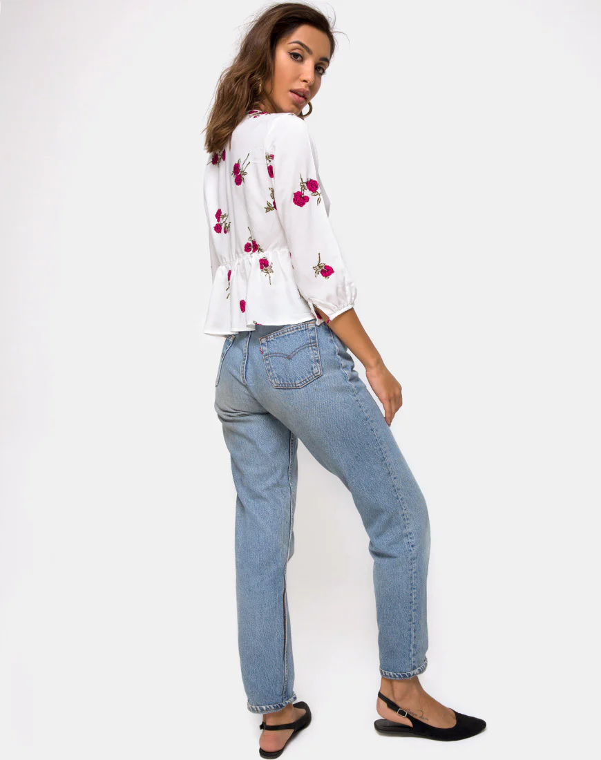 Mosca Plunge Top in Grunge Rose Ivory - Image 5