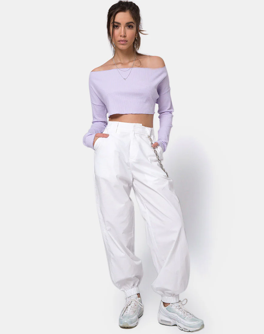 Moss Crop Jumper in Lilac Rib - Image 3