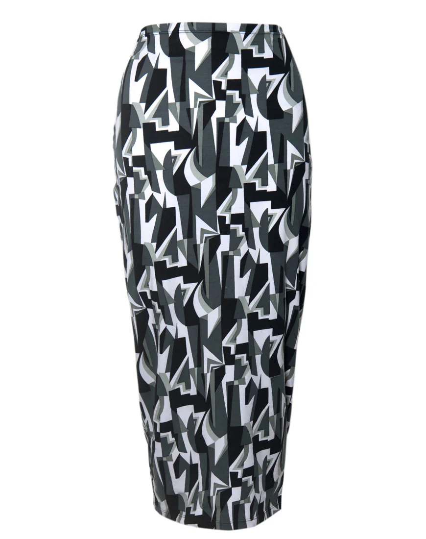 Motel Bobby Midi Skirt in Geo Pop Black and White - Image 5