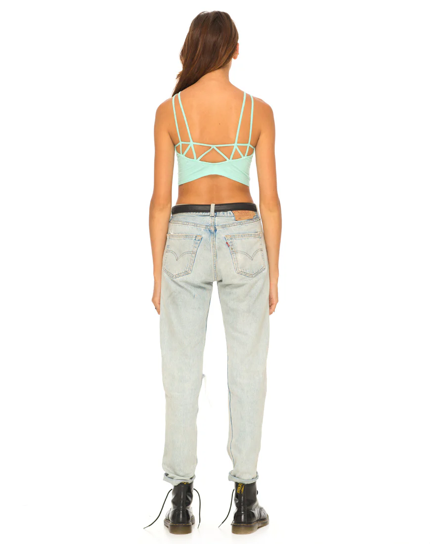 Motel Early Strappy Crop Top in Mint - Image 4