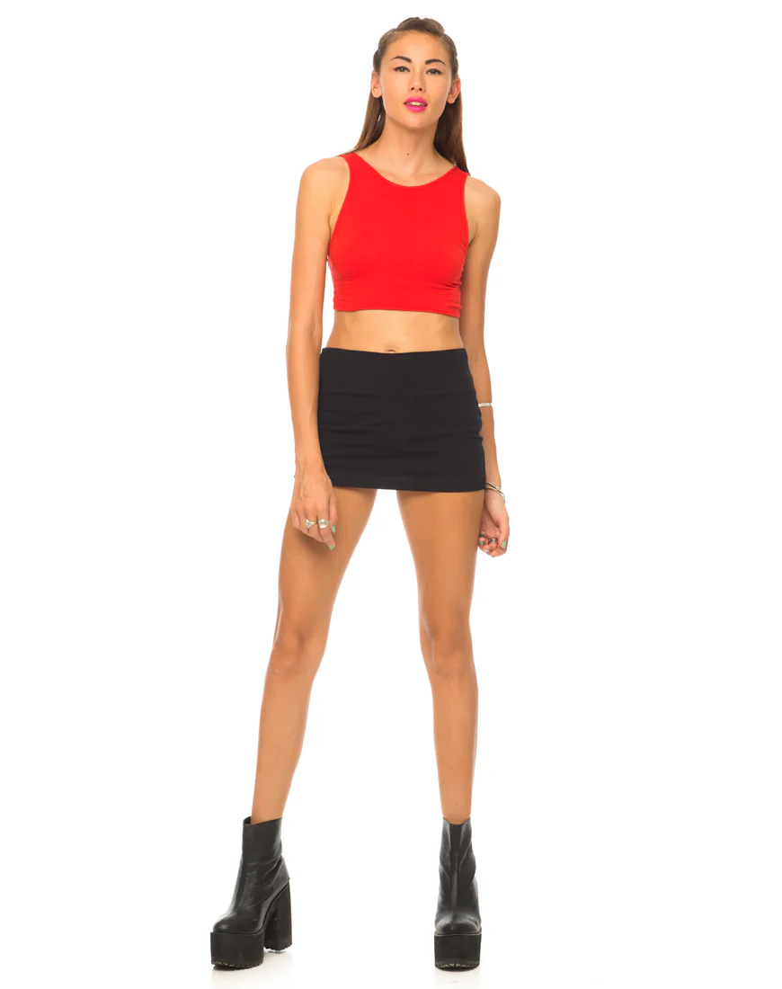 Motel Faith Tie Red Crop Top in Red - Image 3
