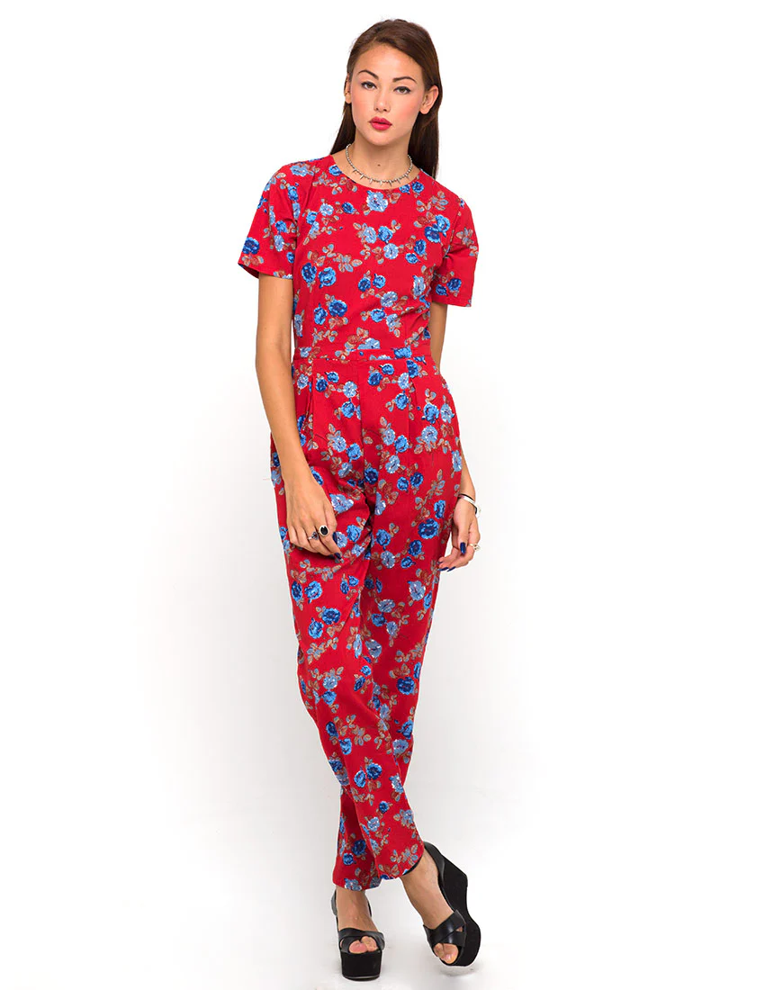 Motel Lilah Full Length Jumpsuit in Winter Rose Red - Image 3
