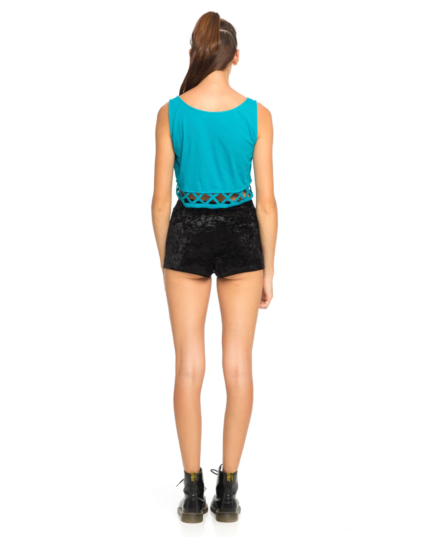 Motel Plait Detail Crop Top In Cyan - Image 4