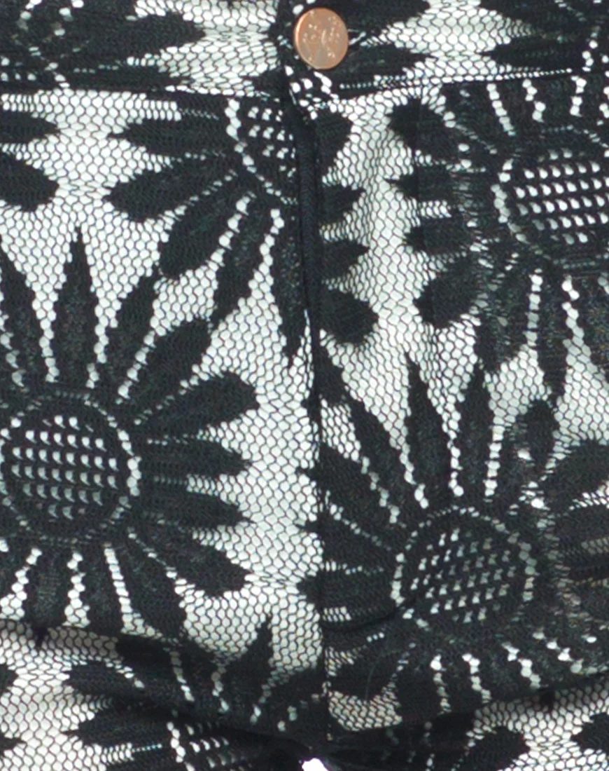 Motel Taylor Short in Black and White Sunflower Lace - Image 5
