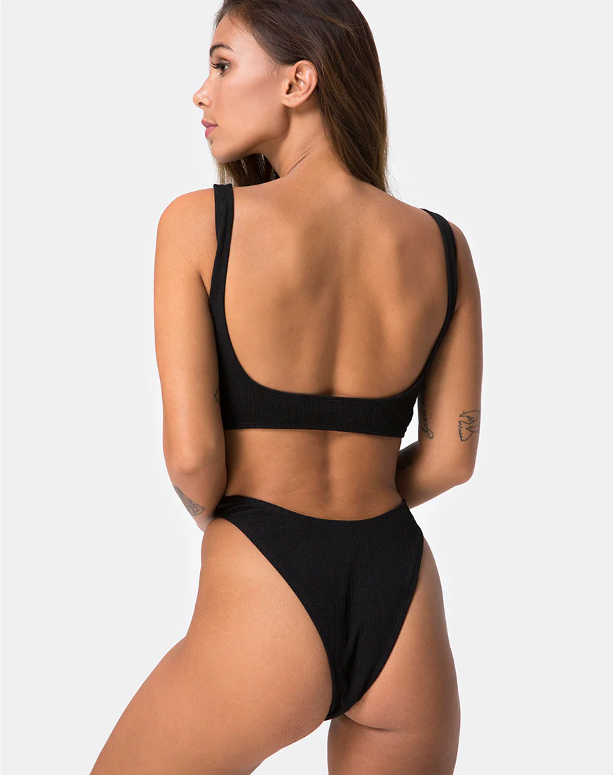 Mozu Bikini Top in Rib Black - Image 2