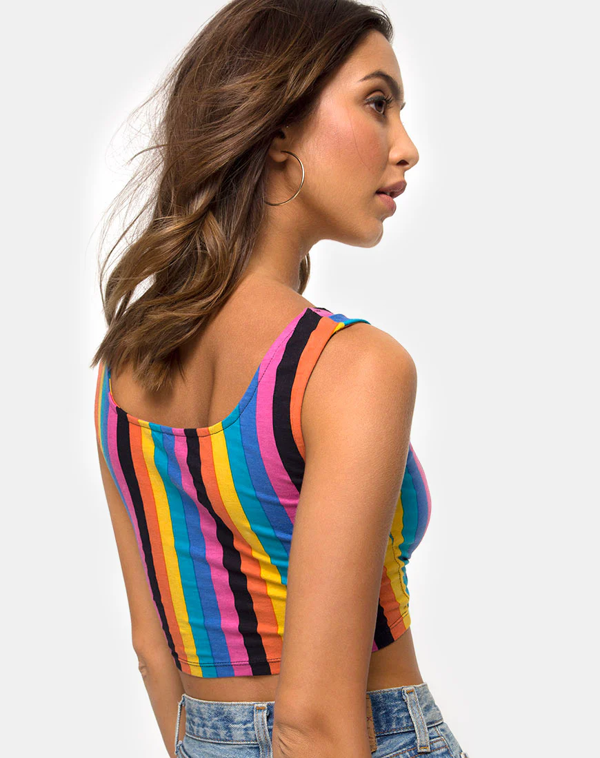 Mucell Crop Top in New Vertical Mixed Stripe - Image 2