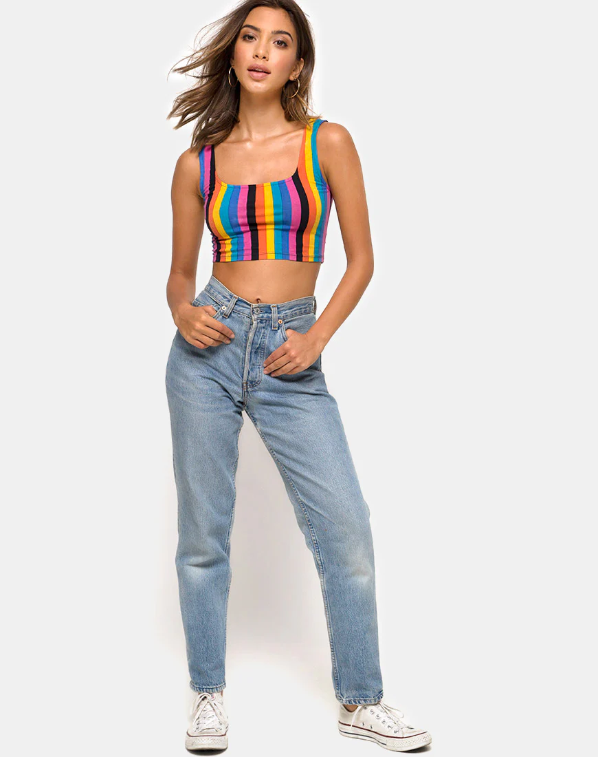 Mucell Crop Top in New Vertical Mixed Stripe - Image 3