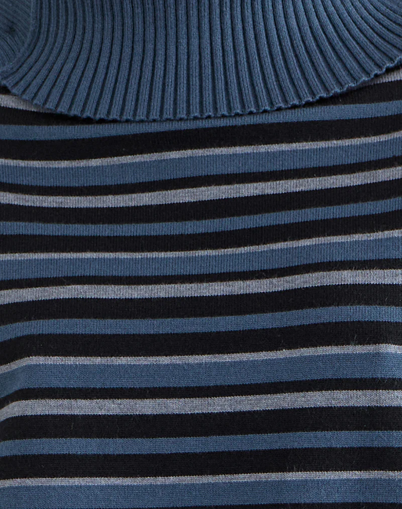 Muniar Jumper in Knit Stripe Blue Grey - Image 7