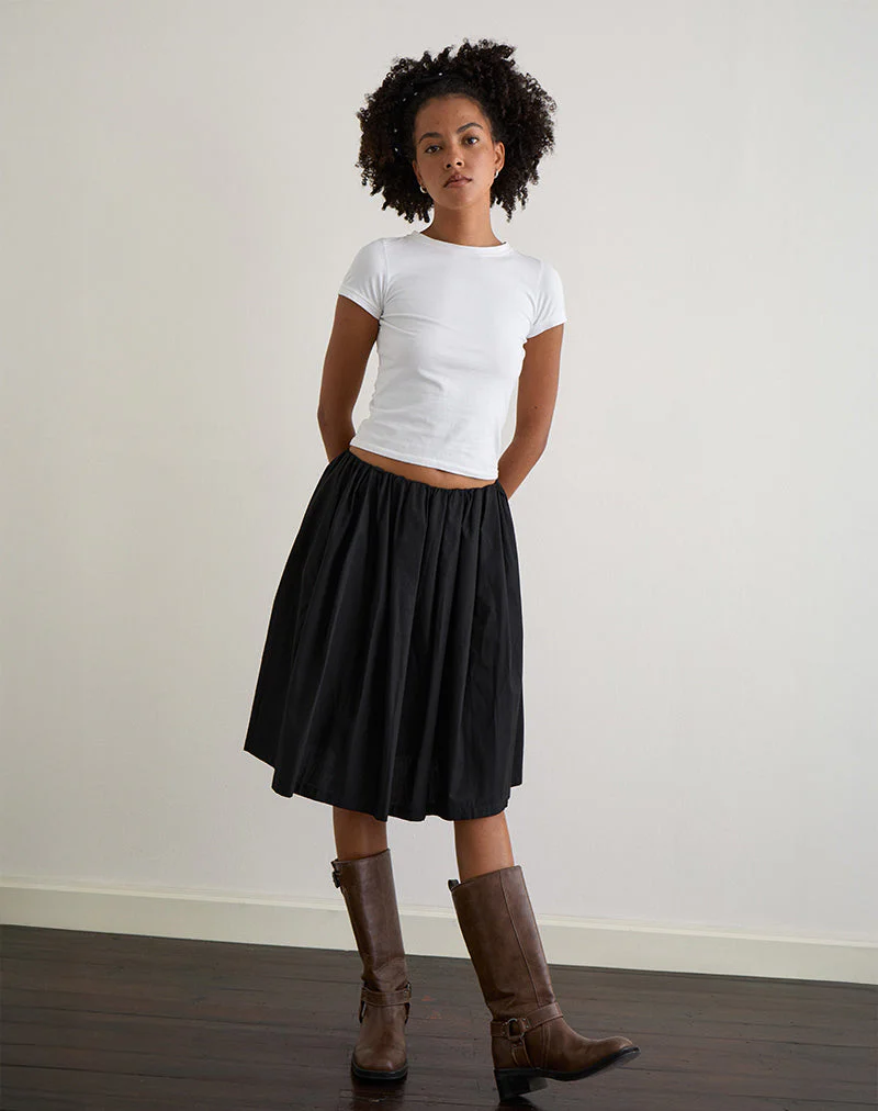 Murphy Knee Length Skirt in Black - Image 3
