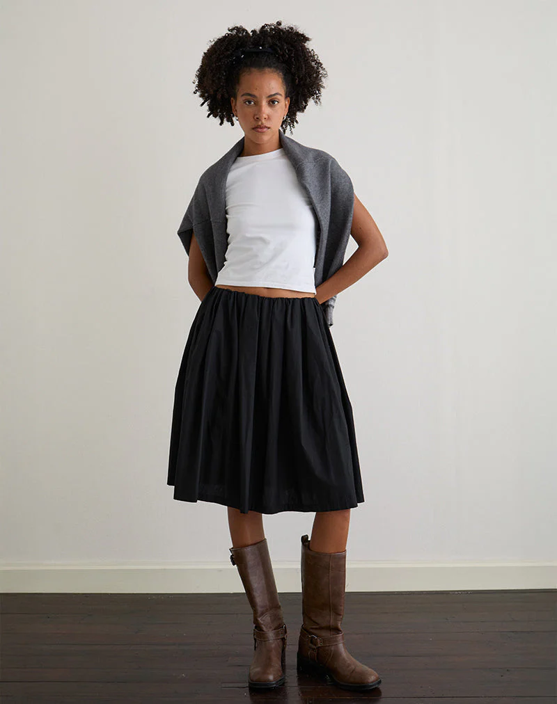 Murphy Knee Length Skirt in Black - Image 4