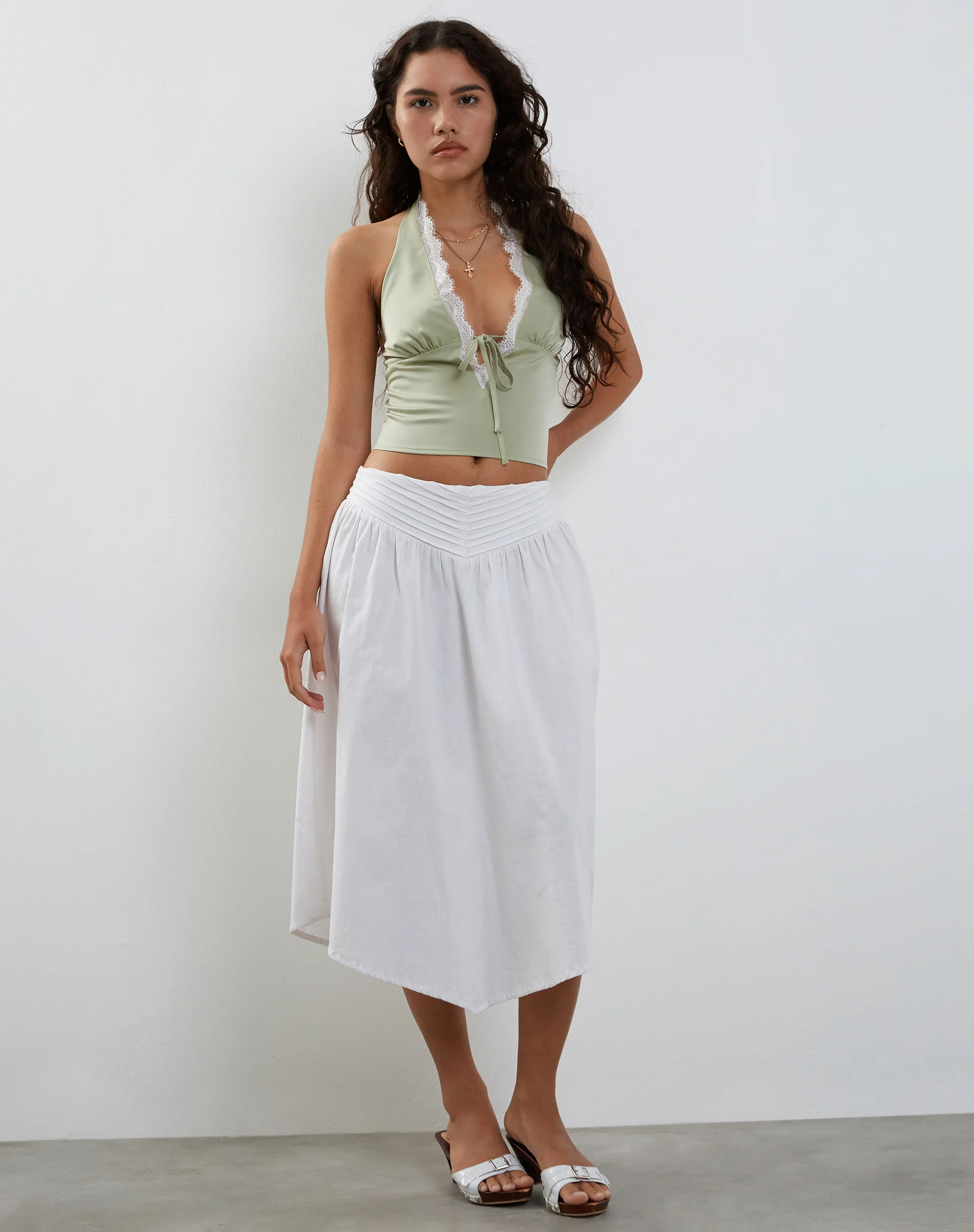 Mutsuki Halterneck Top in Satin Mint - Image 3
