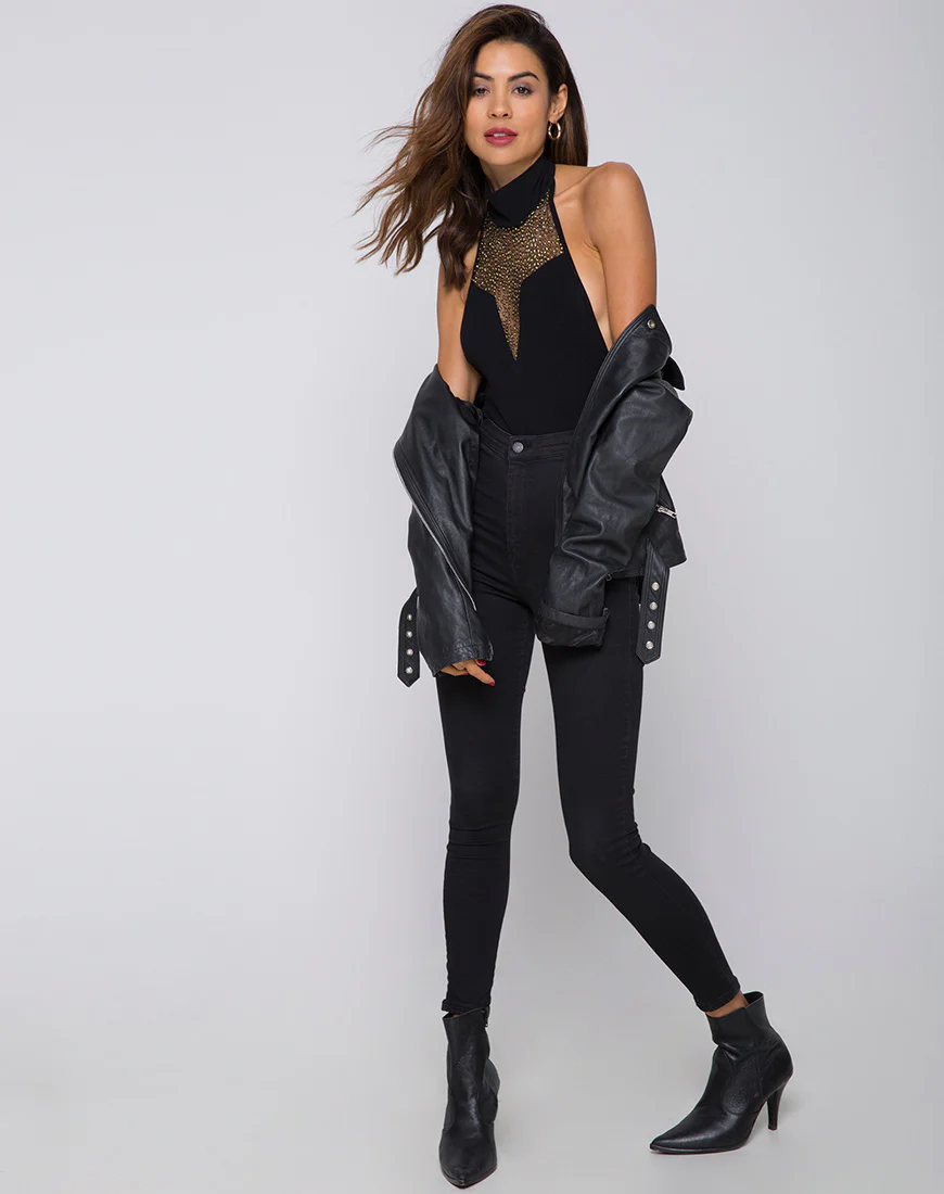 Myla Bodice in Glitter Net Animal Black - Image 3