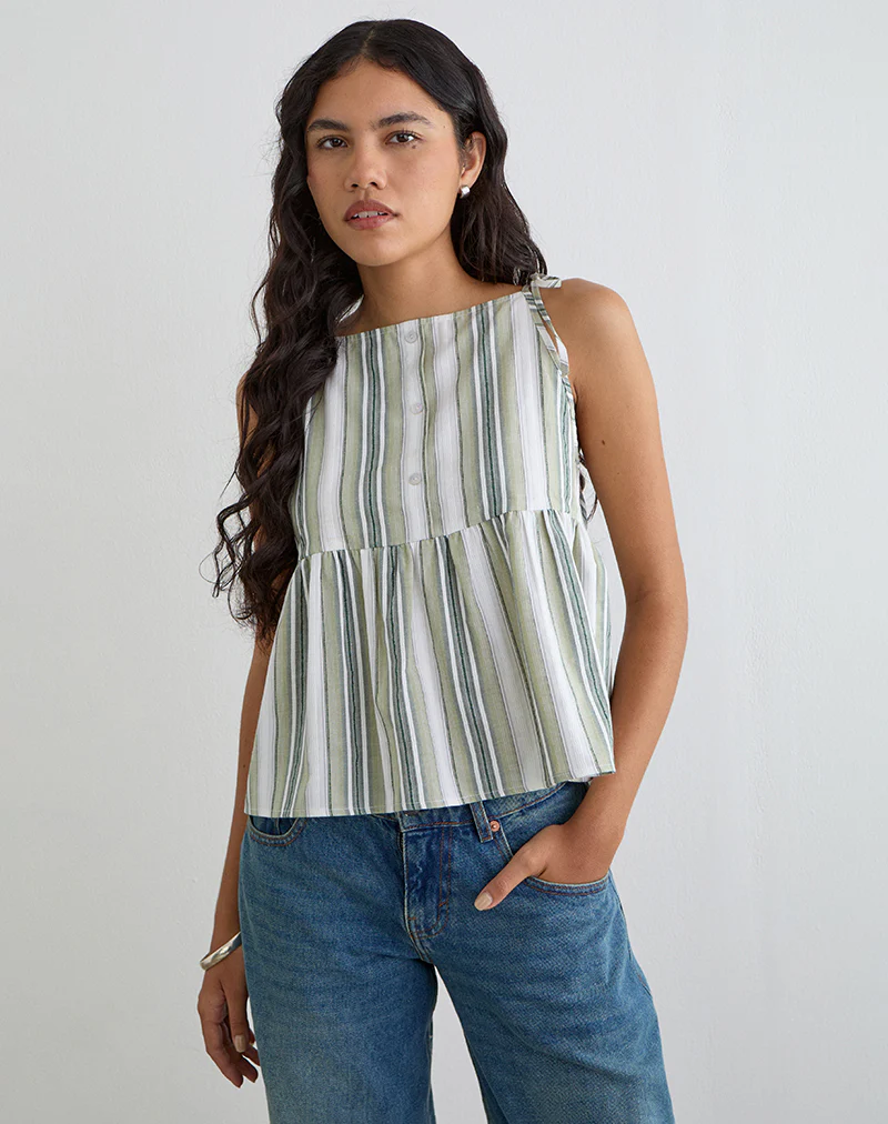 Myles Top in Sage Stripe - Image 4