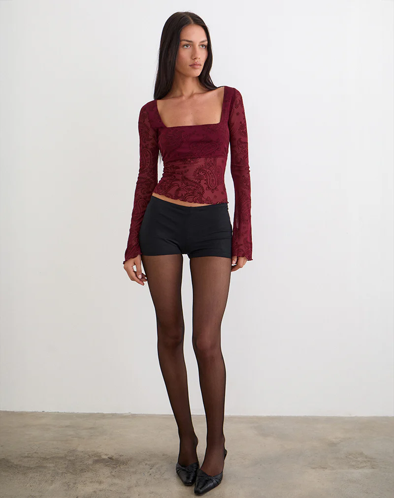 Nafre Top in Flock Compact Paisley Wine - Image 3