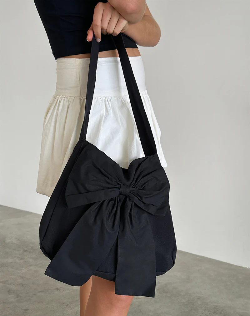 Nagi Bag in Black with Black Bow - Image 3