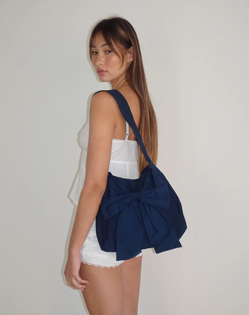 Nagi Bag in Navy with Navy Bow - Image 3